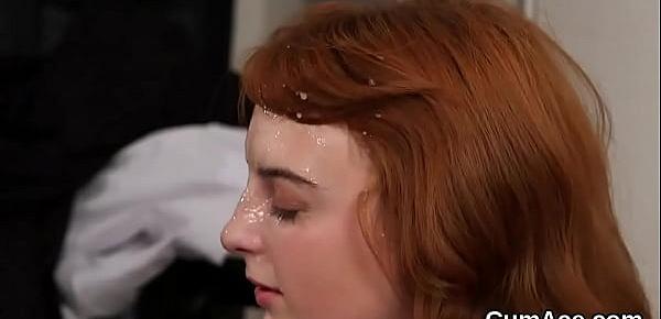  Wicked bombshell gets jizz shot on her face swallowing all the cream